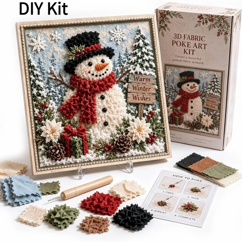 3D Christmas Fabric Poke Art Kit Vintage Handmade Holiday Decoration DIY Craft Kit for Home Decor 2026 Christmas Gift