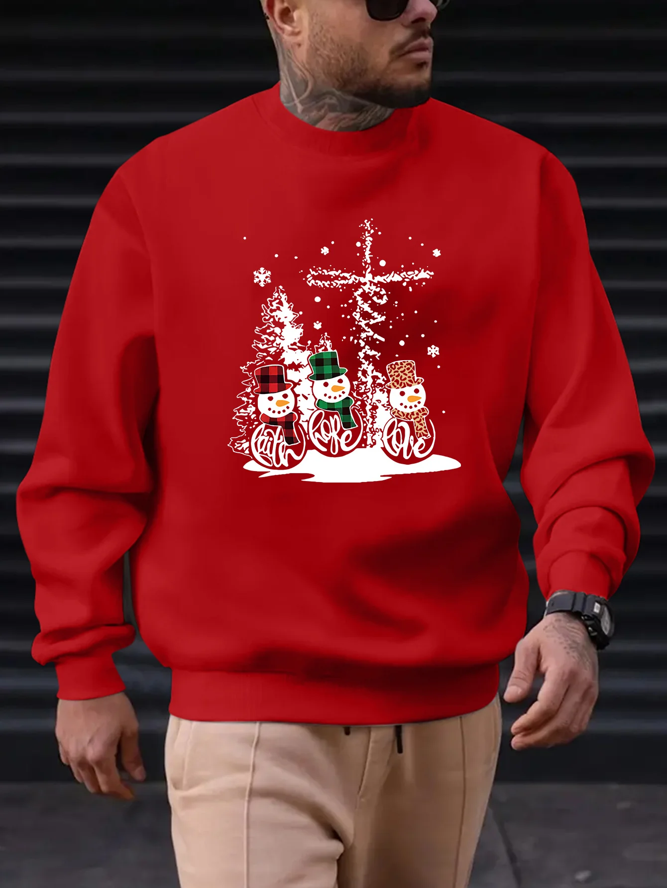 Merry Christmas Print, Men'S Versatile Long Sleeve Comfy Sweatshirt, Casual Top for Spring Autumn, Men'S Clothing Outdoor