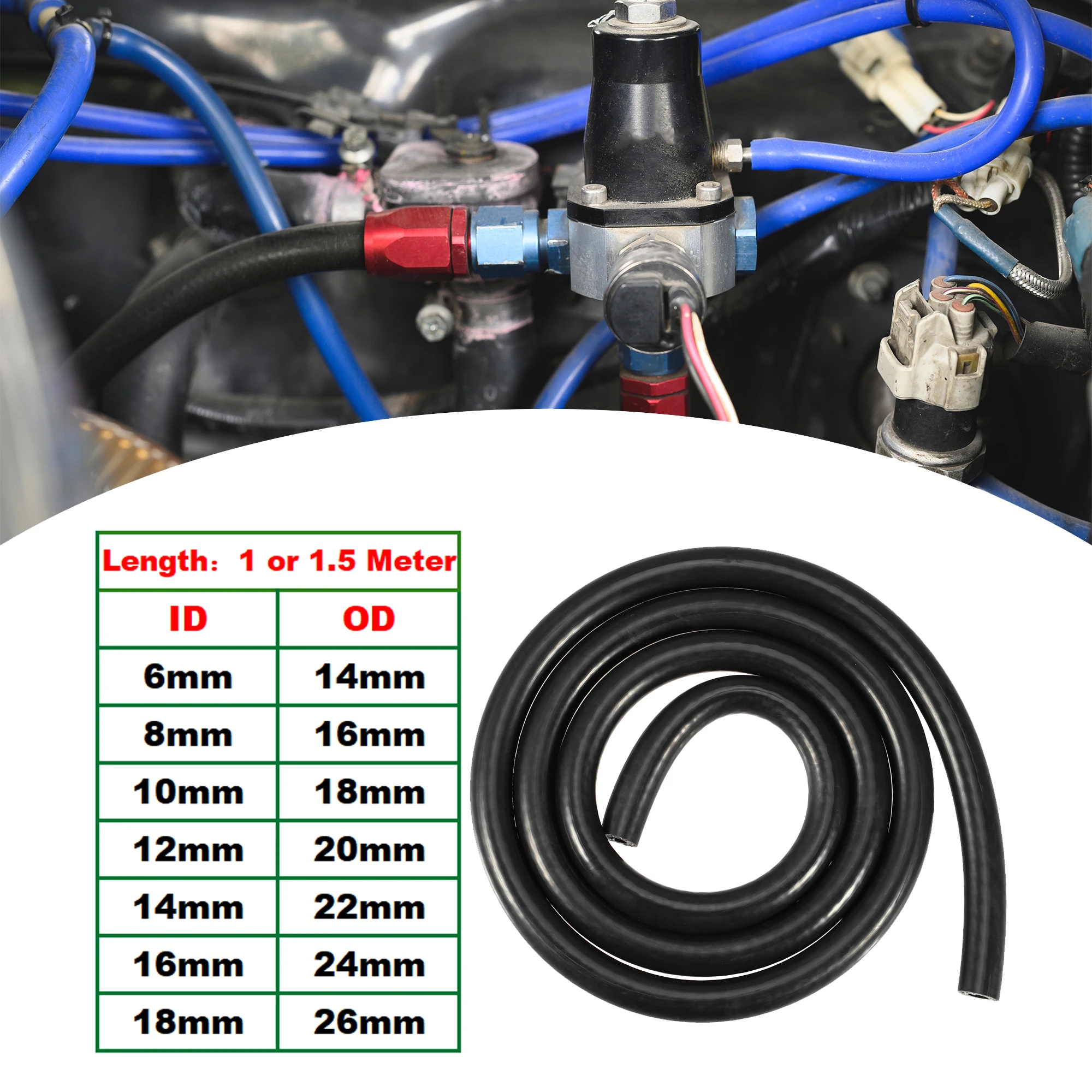 

UXCELL 1M 1.5M Long 6mm 8mm 10mm 18mm ID Silicone Vacuum Tubing Hose Line Automotive Vacuum Hose Engine Air Intake Pipe