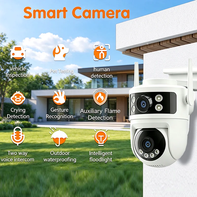 TUYA 8MP WIFI IP Camera 2.4G Outdoor 350° PTZ Dual Lens Security Surveillance Camera Digital Zoom Auto Tracking Night Vision Cam