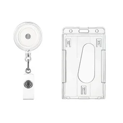 Working Permit Pass Work Card Clips Chest Tag Holders Reel Translucent Retractable ID Badge Reel for Badge Holder Keychain Style