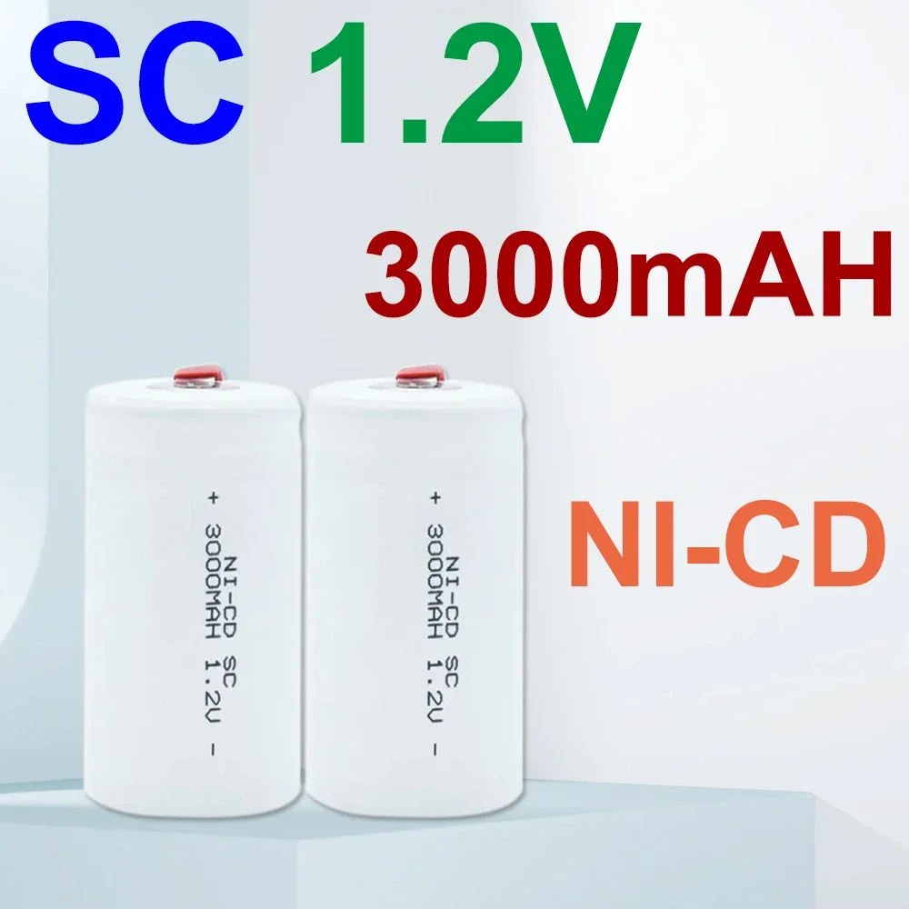 

SC 1.2V 3000mAh Rechargeable Battery Sc Sub C Ni-cd Cell Batteries with Welding Tabs for Electric Drill Screwdriver