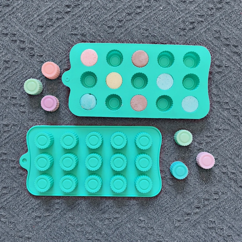 1pc 15 hole lace cylindrical baking silicone mold, suitable for DIY chocolate, candy, gummies