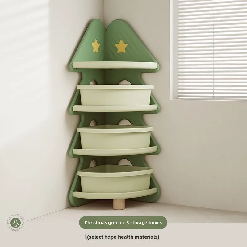아기 방을위한 책장 오거나이저가있는 어린이 보관 캐비닛, 다층 코너 선반 보관함, 크리스마스 트리 장식