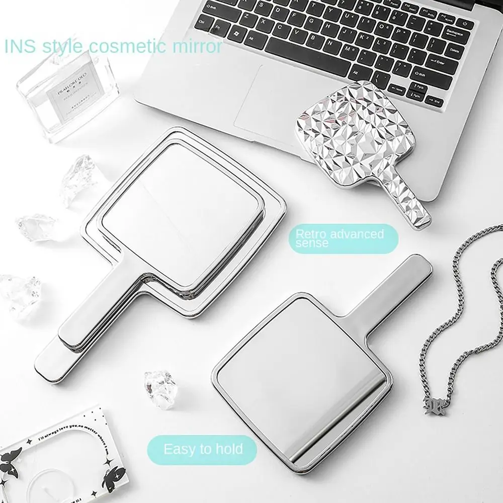 Foldable High Definition Makeup Mirror Water Ripple Suqare Handhold Mirror INS Style Dental Mirrors Gift