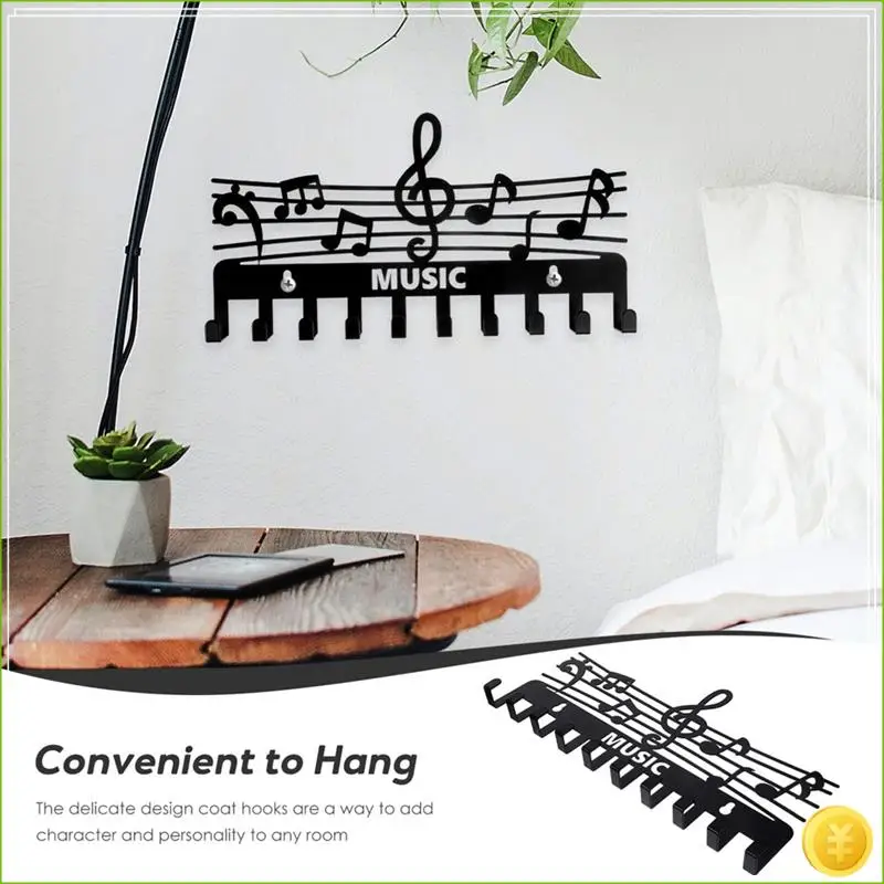 Key Holder Wall Mount Hook Rail Music Note Shape Vintage Coat Hooks For Coat Hat Towel Rack Purse