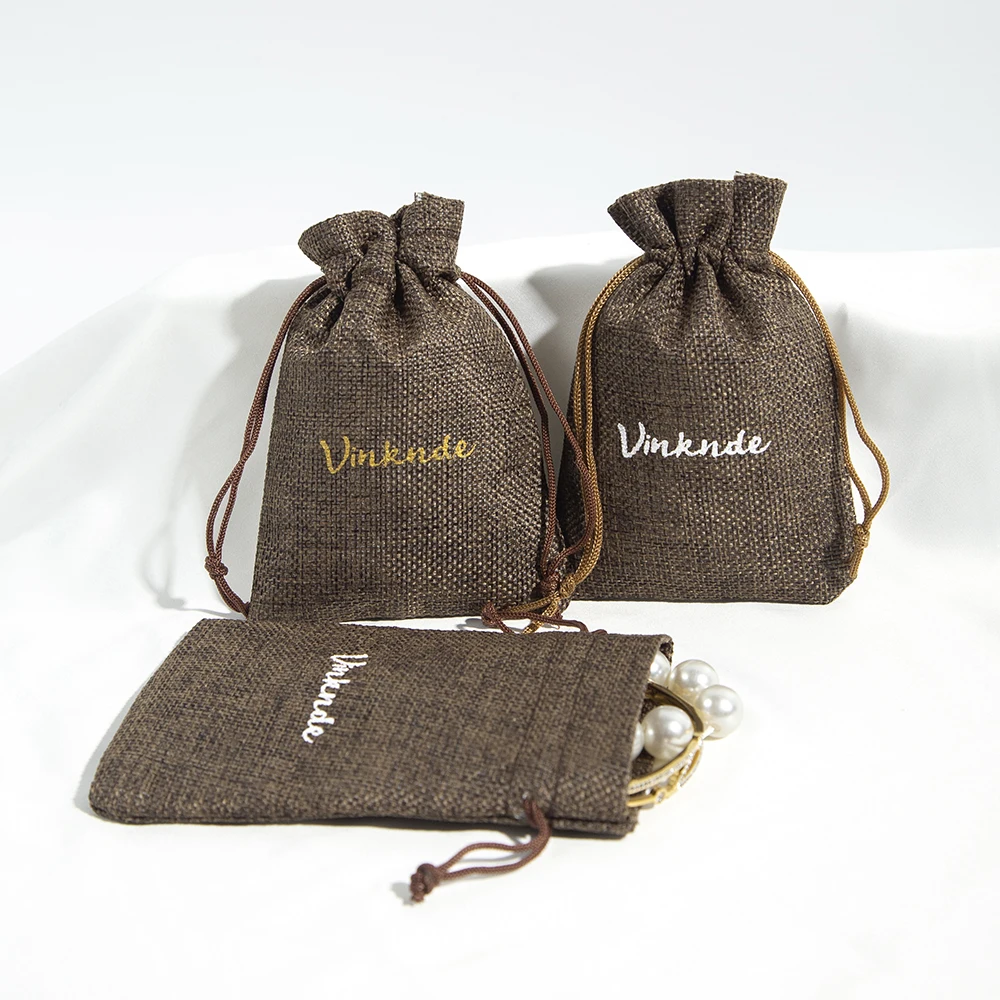 50pcs Custom Logo Burlap Gift Bags 5