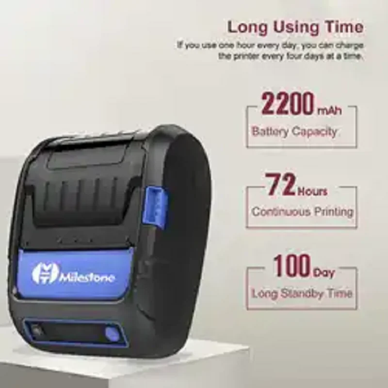 Milestone ImpresoraThermal Printer Label Receipt 80mm Portable Mobile Bluetooth Handheld Mini Printer Impressora Recibos Sticker