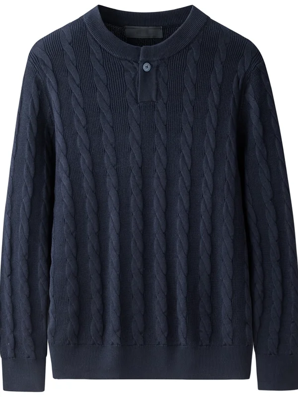 

Men's Henry Collar Knitwear Sweater Color Casual Long Sve Base Layer Top Faionable Versatile Autumn Winter New Arr...