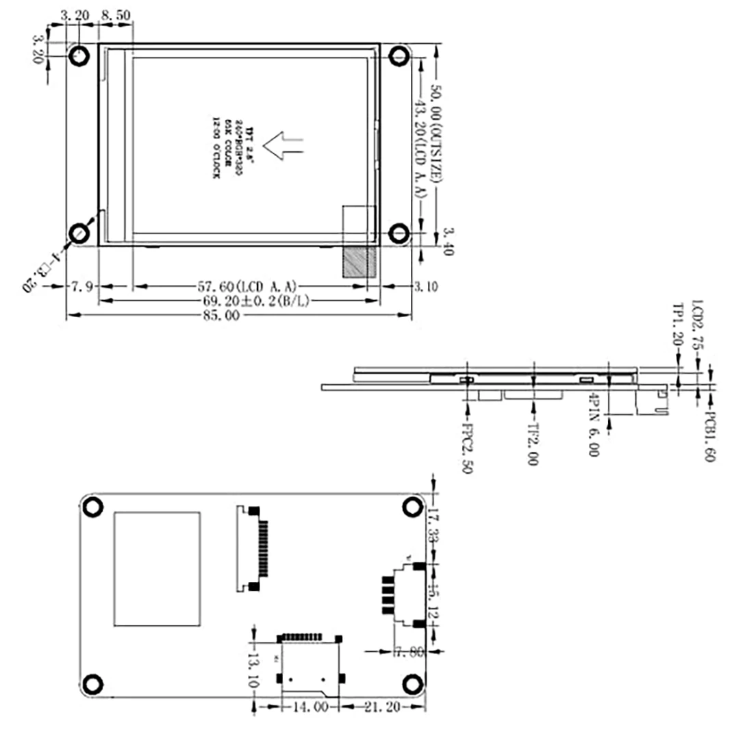 AABFK For Nextion 2.4 Inch 2.8 Inch Discovery Series HMI Resistive Touch Display Module NX3224F028 HMI Enhancement Module