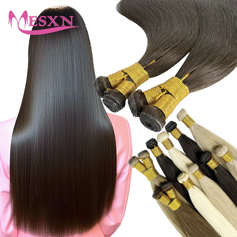 

MESXN High Quality Genius Human Hair Weft Bundles Very Thick European Remy Natural Human Hair Extension 12"-24" Can Curly