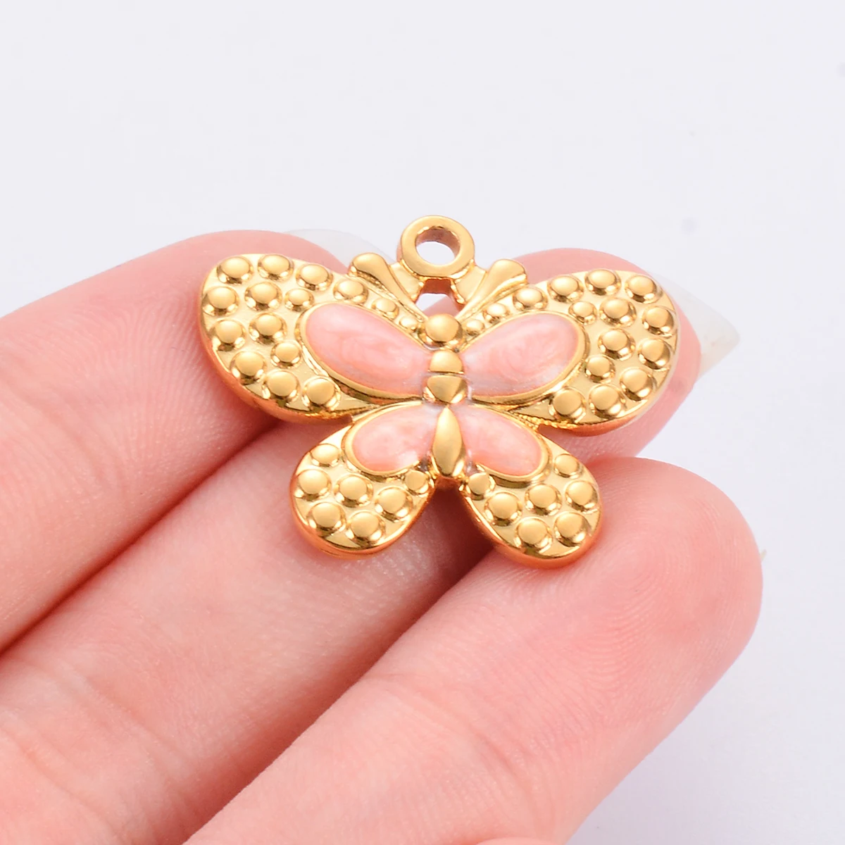 Breloques papillon en acier inoxydable émaillé, pendentif pour bricolage, collier, bracelet, boucle d'oreille, bijoux, accessoires exécutifs, vente en gros, 2 pièces