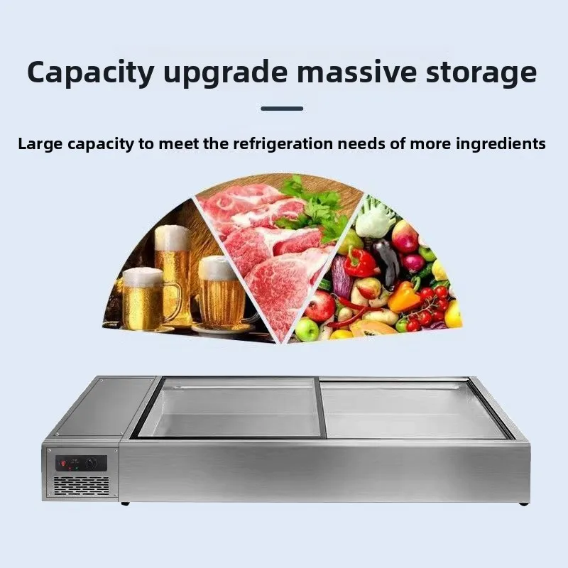 

XL Stainless Steel Freezer Stall Countertop Display Cabinet BBQ Refrigerated Freezer Desktop Small Fresh-keeping Cabinet
