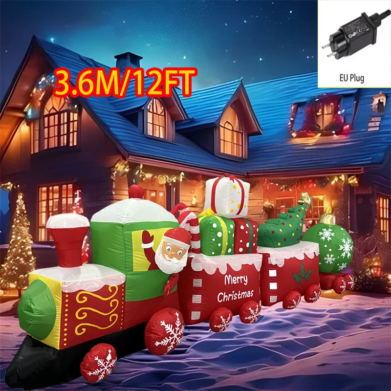 Outdoor Christmas Decorations Xmas Vehicle Inflatable Model Transports Toys Party Holiday Yard Santa Ornament Garden Decor Props