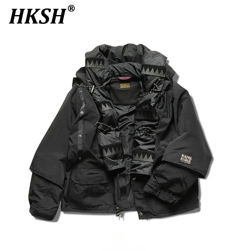 

HKSH Autumn Winter New Men's Tide Punk Japanese Jackets Retro Stitched Waterproof Windproof Functional Loose Chic Coats HK2351