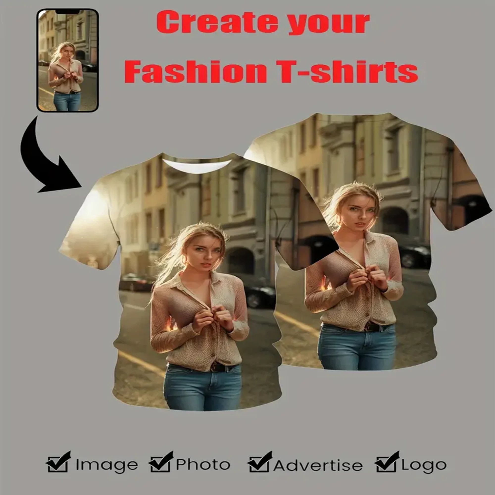 

Festival Dress Up Retro Y2k Men's Custom Your Photo Logo Wholesale Shirt Party T-shirt Top Printed Short Sleeve