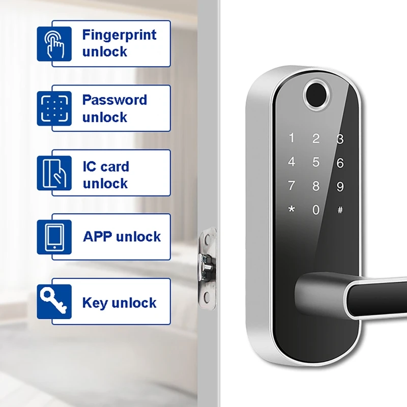 Tuya o TTLock Smart Door Lock APP per impronte digitali Password Sblocco chiave scheda IC Sblocco touchscreen IP67 con schede IC per la sicurezza