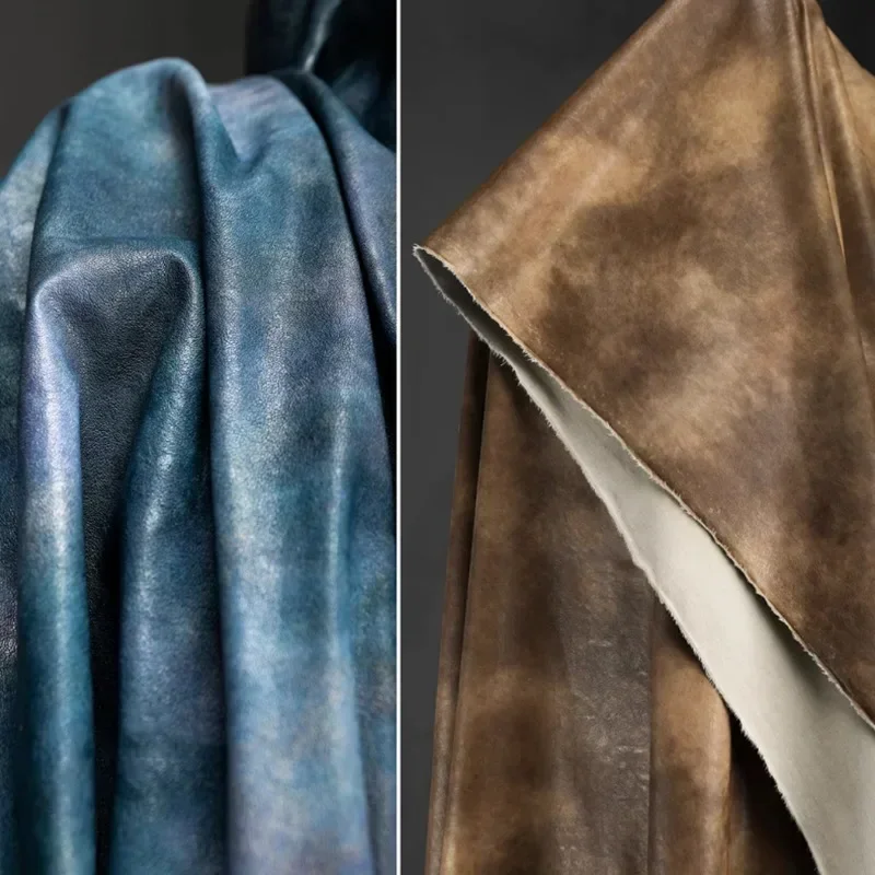 

Окрашенная в галстук кожаная ткань Синий Фиолетовый Сумка Куртка Одежда Дизайнерская ткань Одежда своими руками Швейная ткань ПУ Полиэстер Материал