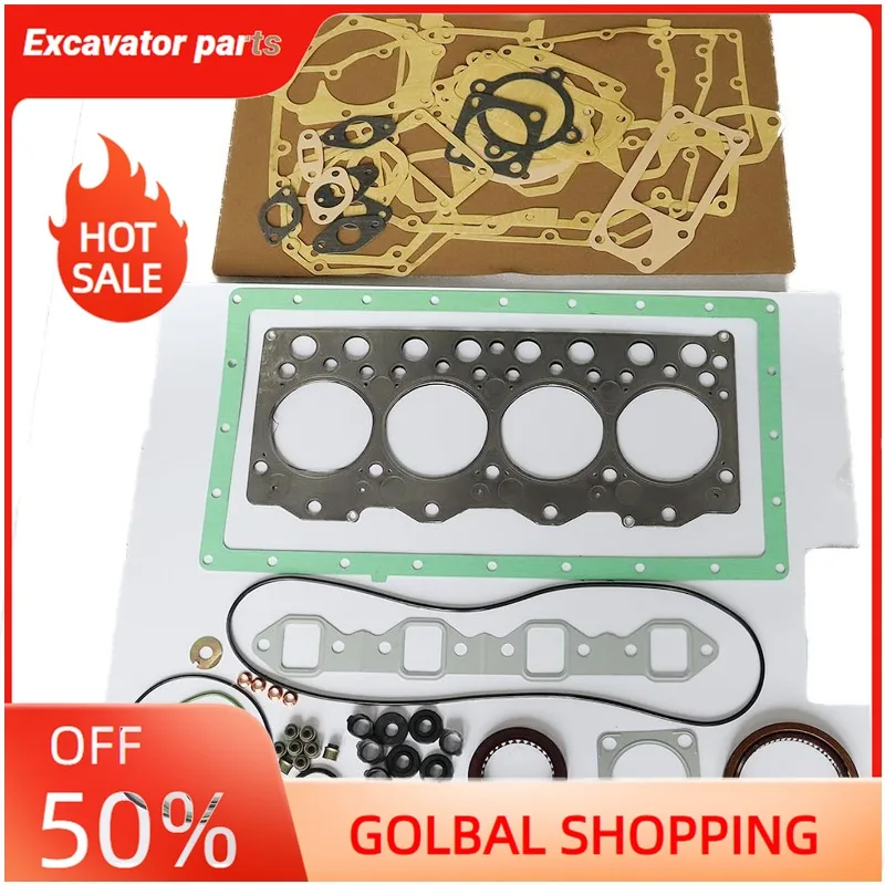 Kit completo de junta 3800939 4945028 compatível com motor Cummins B3.3 QSB3.3 para escavadeira de empilhadeira Komatsu 4D95