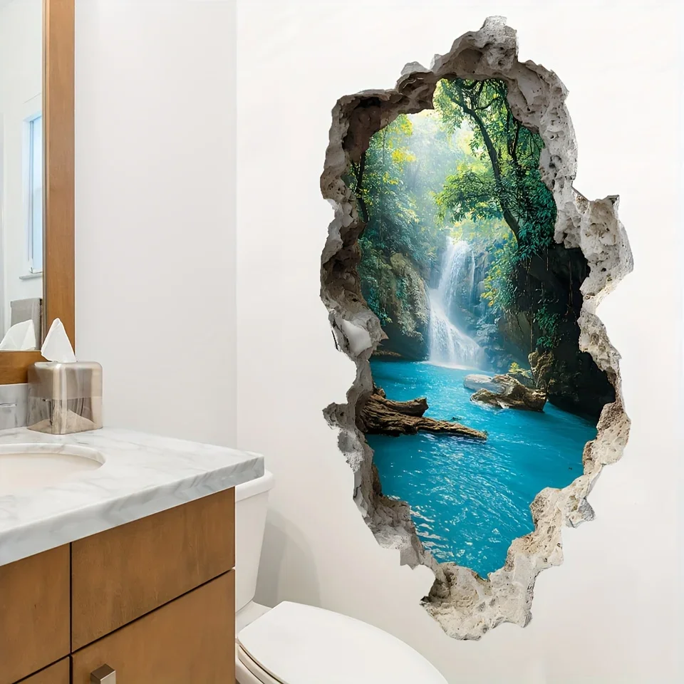 Artistic Canyon Stream Decal Set – Nature-Inspired Vinyl Wall Art for Living Spaces and Personal Retreats – Durable PVC Indoor D