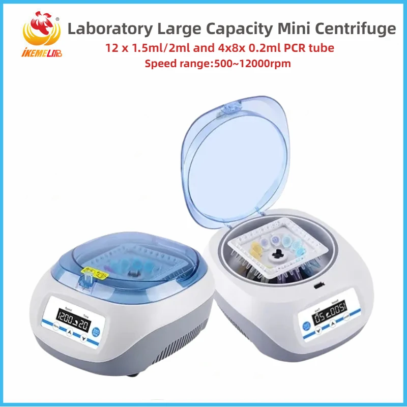 

IKEME Laboratory Mini Centrifuge 12000rpm Microcentrifuge Hematocrit PCR Tube Digital High Speed Centrifuge Machine