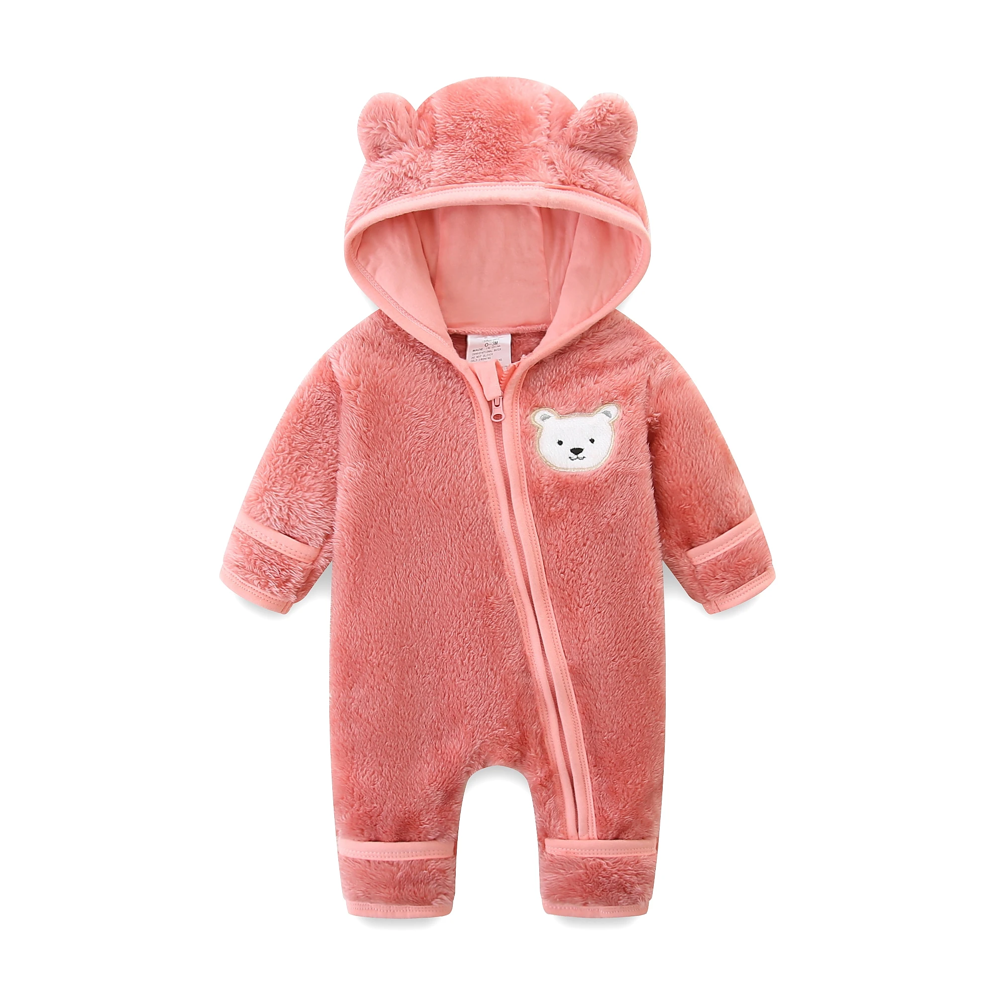 

Детская цельная одежда на осень и зиму, тонкий, теплый, на флисовой подкладке, комбинезон с капюшоном для новорожденных, зимняя прогулочная одежда