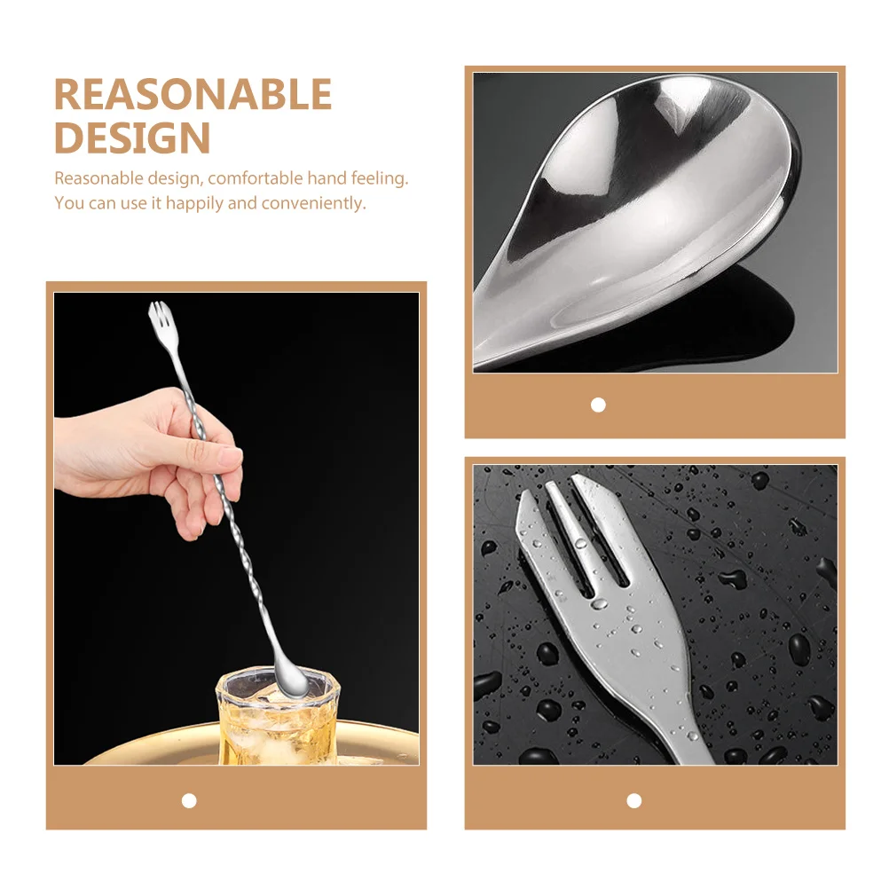 

3Pcs Stainless Steel Household Stirring Spoon Multi-Function Long Cocktail Spoon Mixing Bar Supply Household Cocktail Stirrer