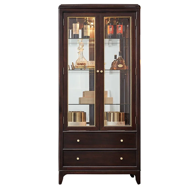 

XK Modern American Light Luxury Solid Wood Glass Wine Cabinet Villa Restaurant European Wine Cabinet Display Cabinet