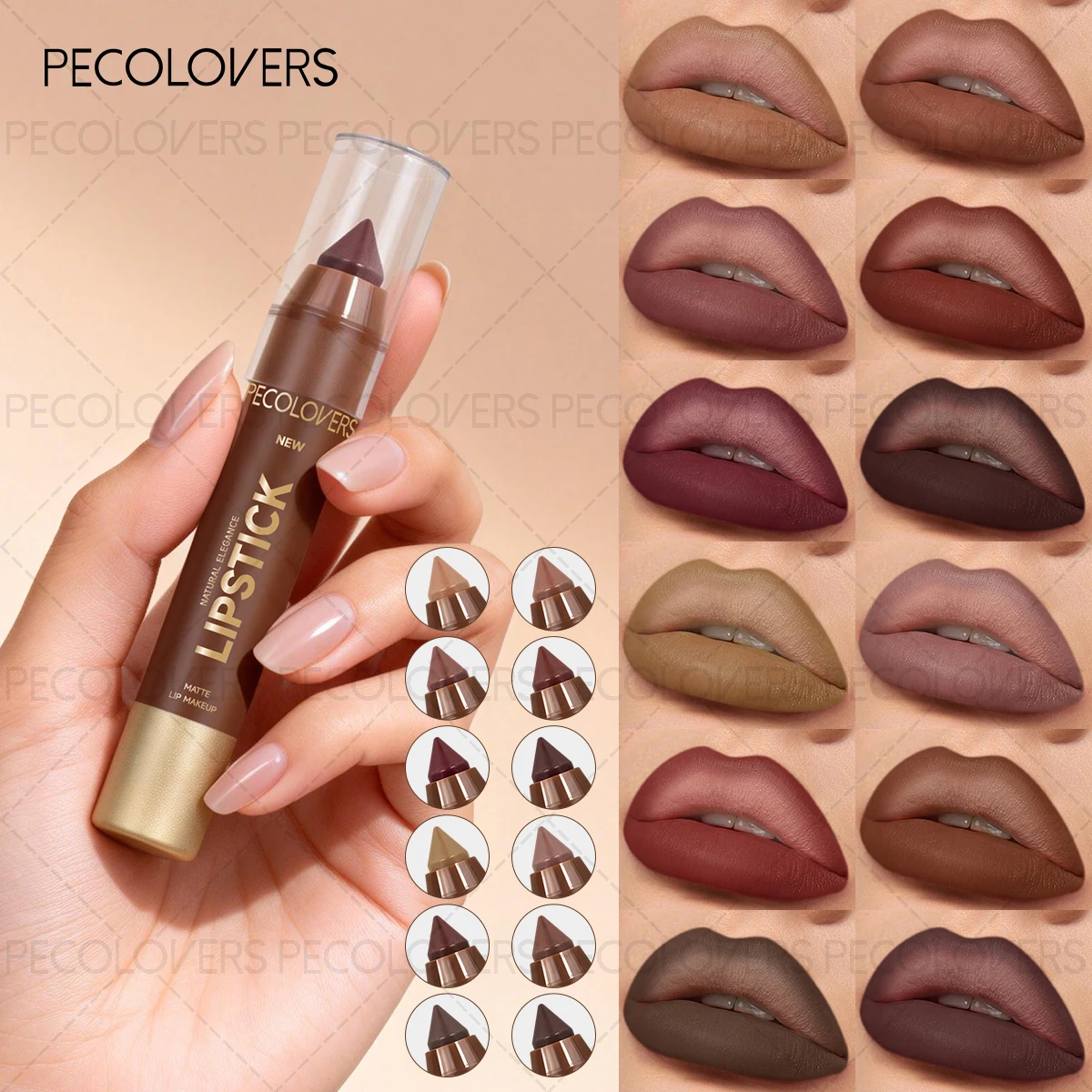 Waterproof Long-Lasting Non-Transferable Lip Liner, Nude Colors Red Brown Velvet Colors, Matte Smooth Texture, Daily Makeup