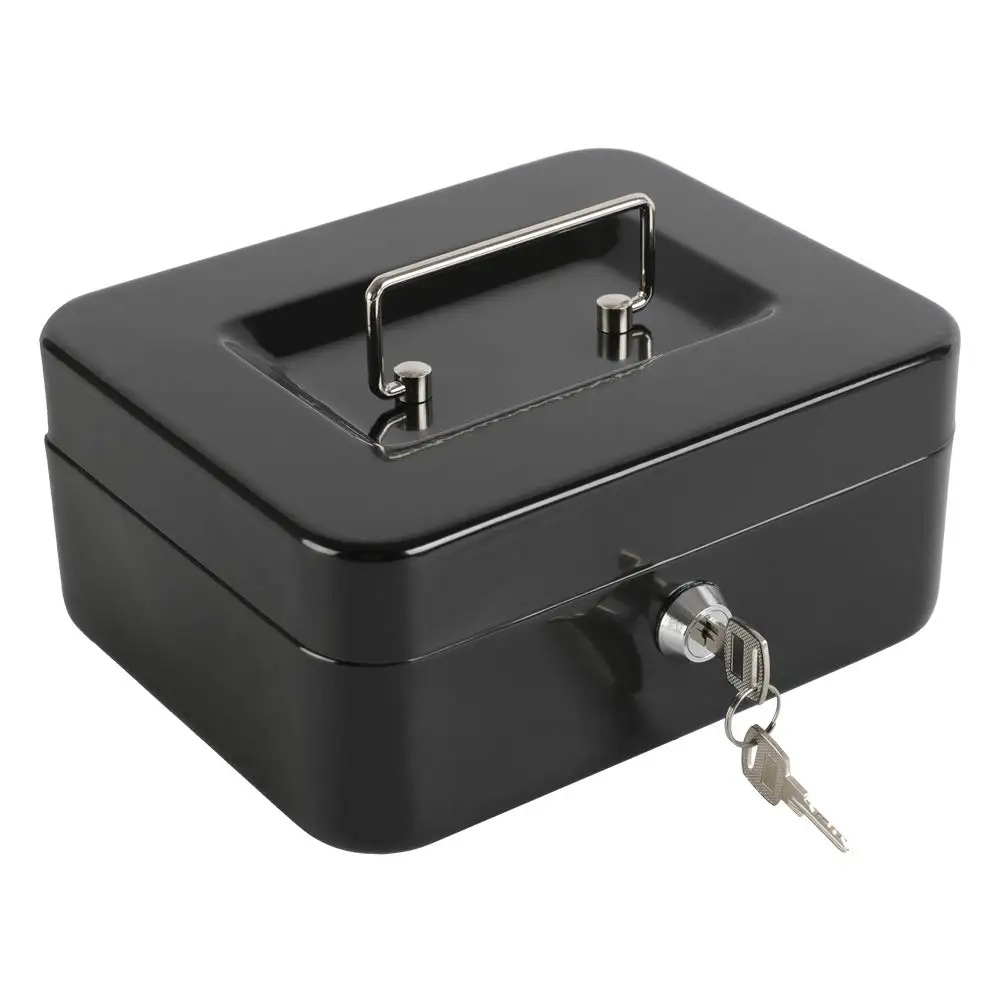 Portable Mini Key Safe Money Box Steel Piggy Bank Sturdy Lockable Coin Box Cash Storage Hidden Box for Home Store Suitcase