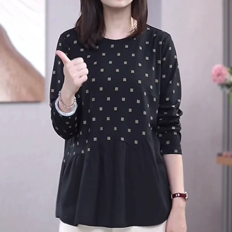 

Новый женский пуловер с круглым вырезом и нерегулярным принтом, модный свободный универсальный топ с длинными рукавами