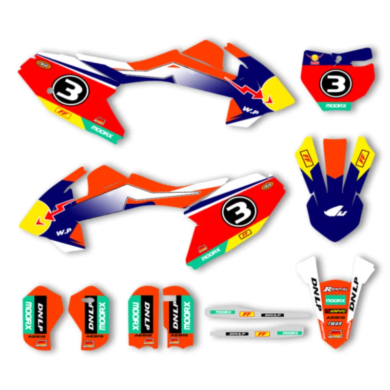 

DSMTECH MOTOR Motorcycle Graphics Decal Stickers Kit Number Name Cusotm For KTM SX65 SX 65 2016 2017 2018 2019 2020-2023 006