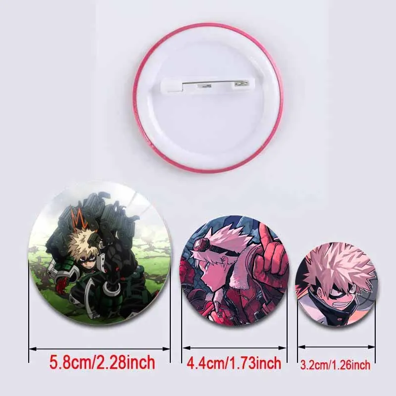 My Hero Academia Bakugou Katsuki Badge Cartoon Character Button Pins Handmade Snap-in Brooch for Bag Jewelry Gifts for Friend