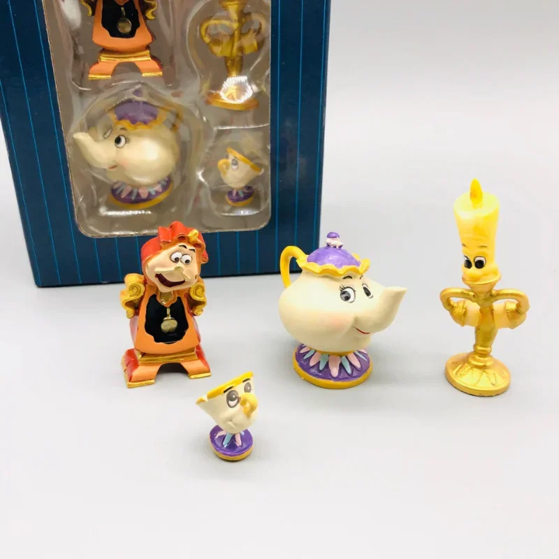 Lámpara LED tipo vela de La Bella y La Bestia de Disney, reloj Ge Shihua, figuras de Anime Mrs.Potts Lumiere Cogsworth para niños, juguete de regalo de cumpleaños