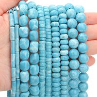 AAA Natural Larimar Stone Beads Round Tube Abacus Tube Flat Round Geometirc Shape Loose Beads for Jewelry Making Diy Accessories