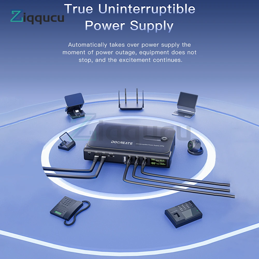 DC1036L 36 واط UPS الرقمية صندوق إمداد الطاقة غير المنقطعة 5 فولت/9 فولت/12 فولت/15 فولت/24 فولت مخرجات متعددة لجهاز التوجيه الأجهزة المنزلية-بدون بطارية #5