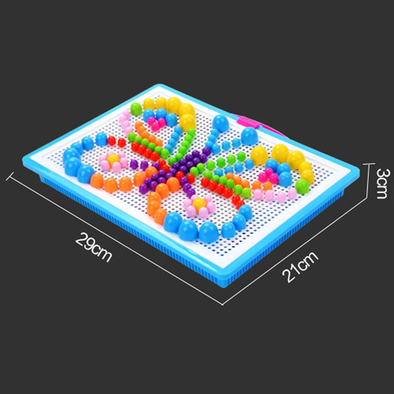 Nowy 296 sztuk płatki zbożowe grzyby koraliki do paznokci inteligentny zestaw puzzli 3D Puzzle dla dzieci tablica maluch gra edukacyjna zabawka w pudełku