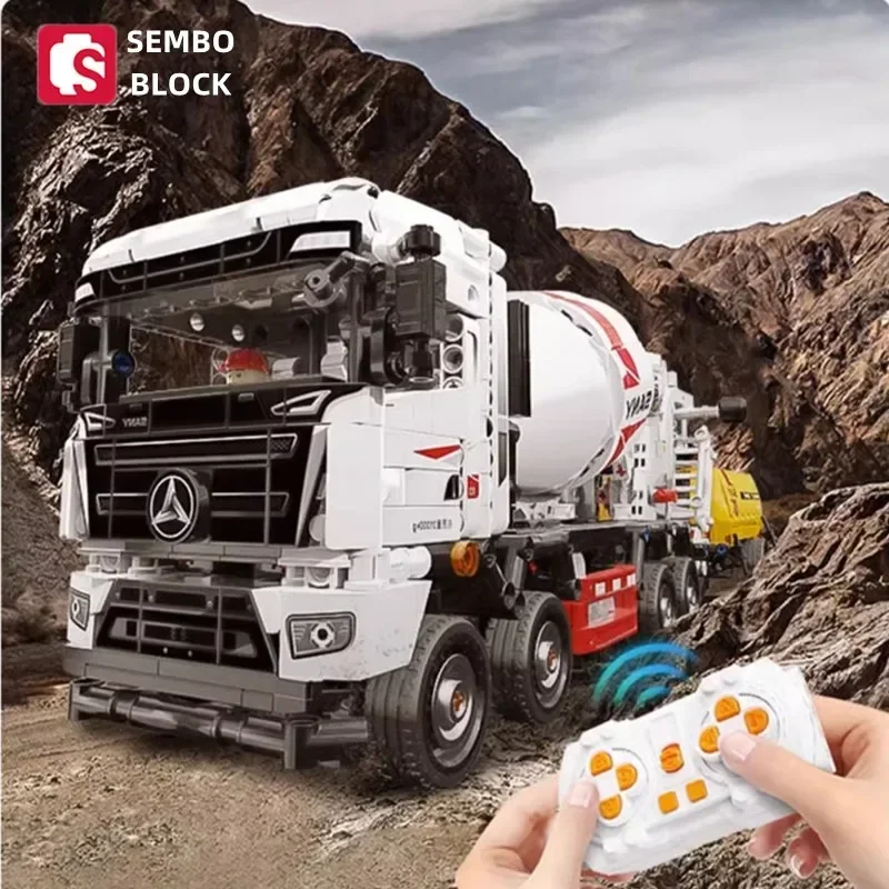 SEMBO blocks Remote control concrete transport truck Engineering vehicle model DIY puzzle assembly kids toys birthday present