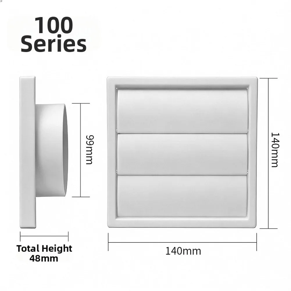 Ventilation Grille Cover with Gravity Closing Louvers for Garage Wall Attic Exterior Use Plastic White 140mm 175mm 228mm