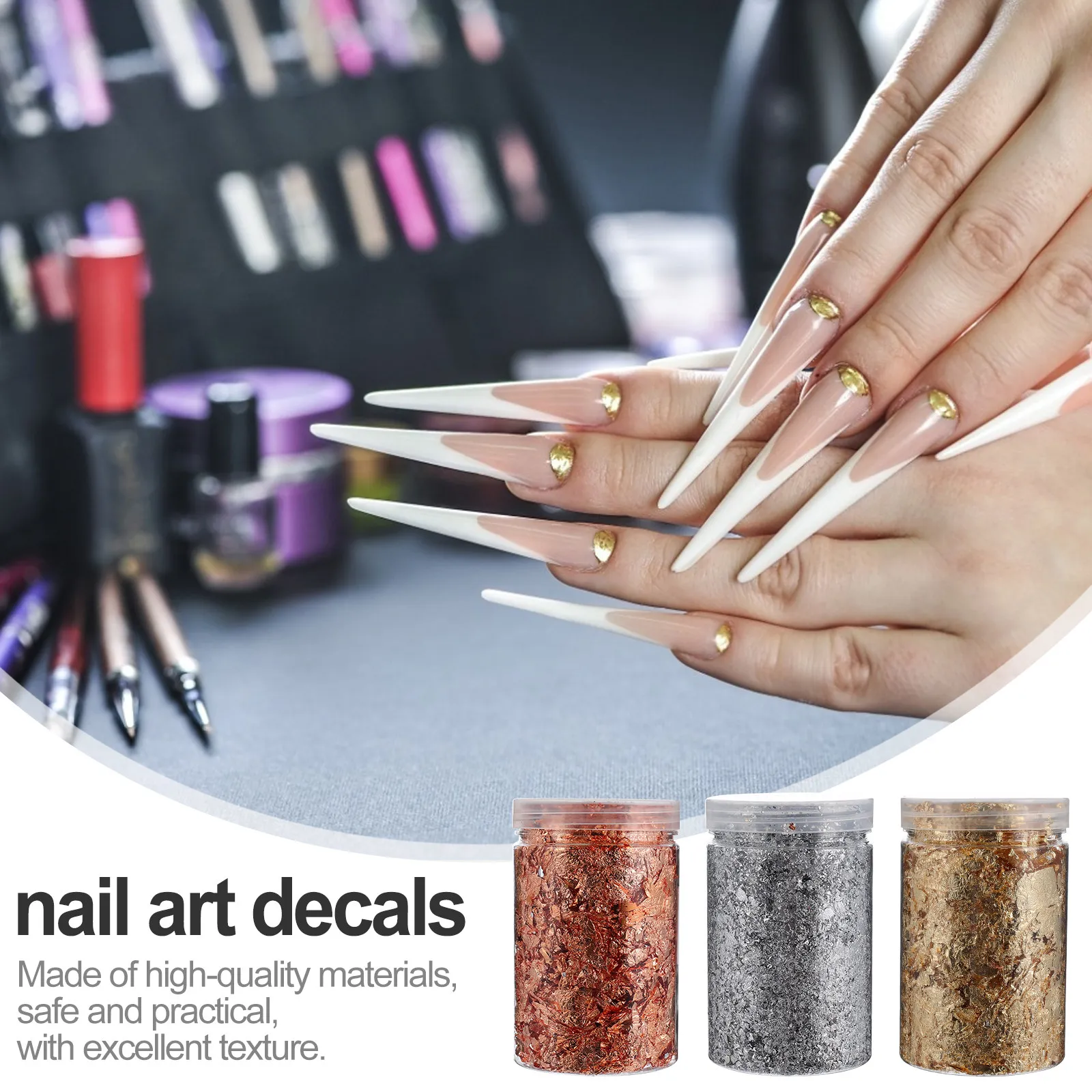 

Набор из 3 блестящих наклеек для ногтей из фольги: Сверкающие стикеры для маникюра своими руками для девочек, элегантный блестящий дизайн ногтей