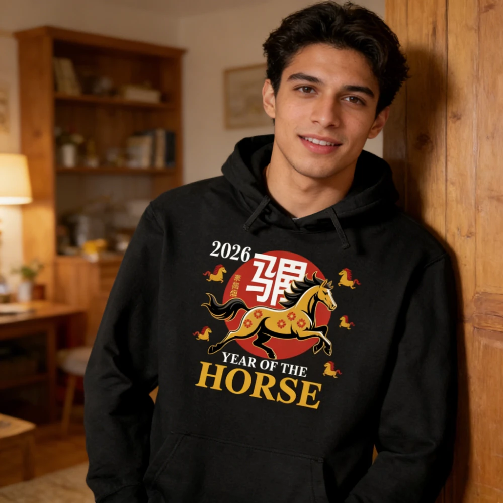 

Толстовка Year of the Horse 2026, китайский Новый год, мужской и женский пуловер с капюшоном, праздничные костюмы с Новым годом, повседневная уличная одежда