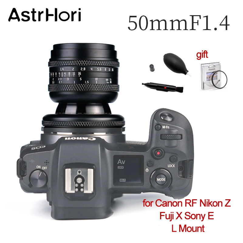 

AstrHori 50mm F1.4 Tilt Camera Lens for Fuji X Sony E Canon RF Nikon Z M4/3 Panasonic Leica L Mount Camera Full Frame MF