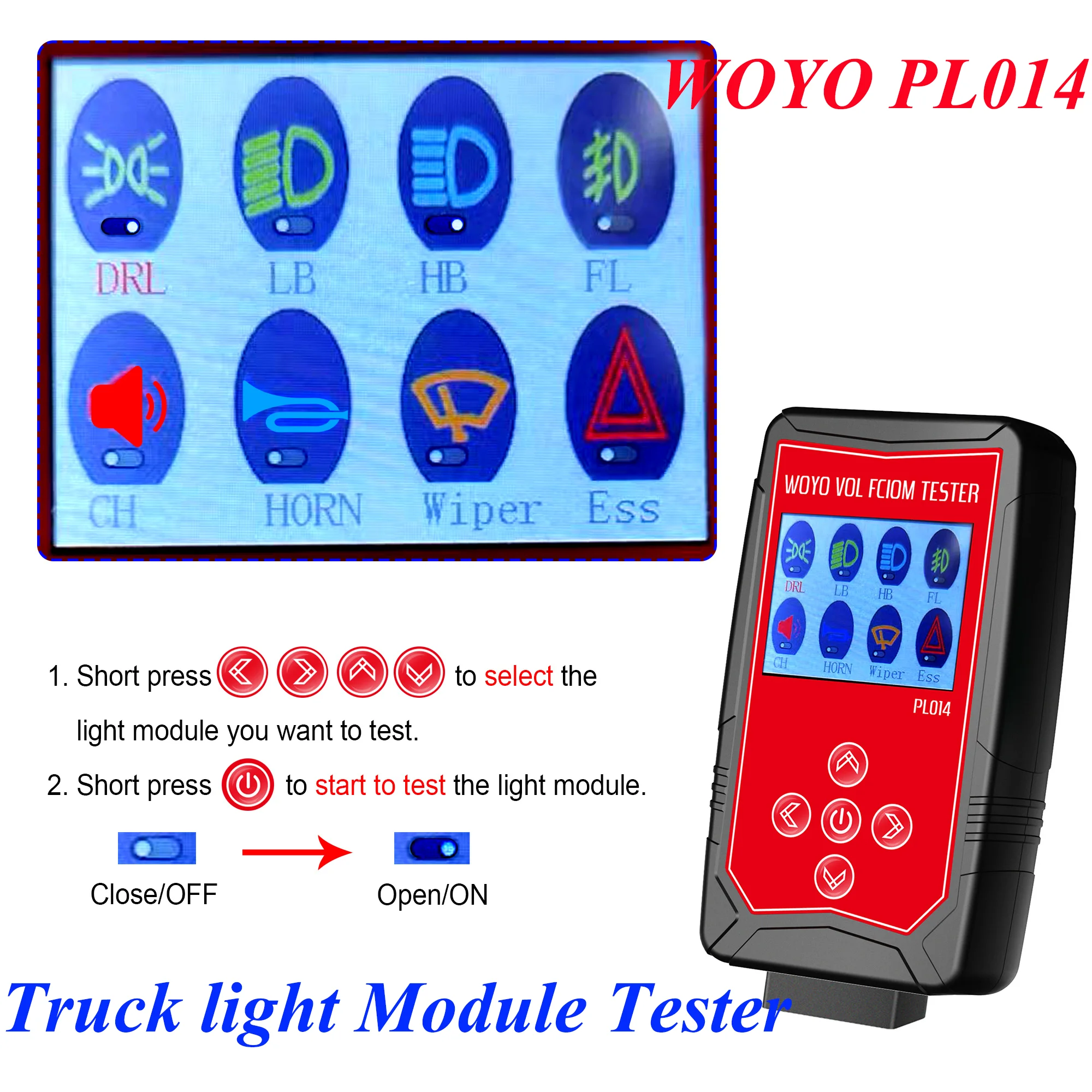 

WOYO PL014 Headlight Module Tester for VOLVO for Renault Unit Car Diagnostic Tool One-Click Hardware In-the-Loop (HIL) Testing