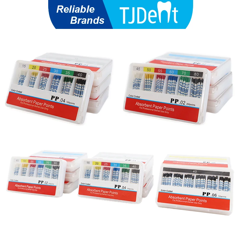 TJDent Dental Gutterhanger Paper Tips Cones With Scale 02 04 06 Absorbent Paper Points Cotton Fiber Poles Dentistry Materials