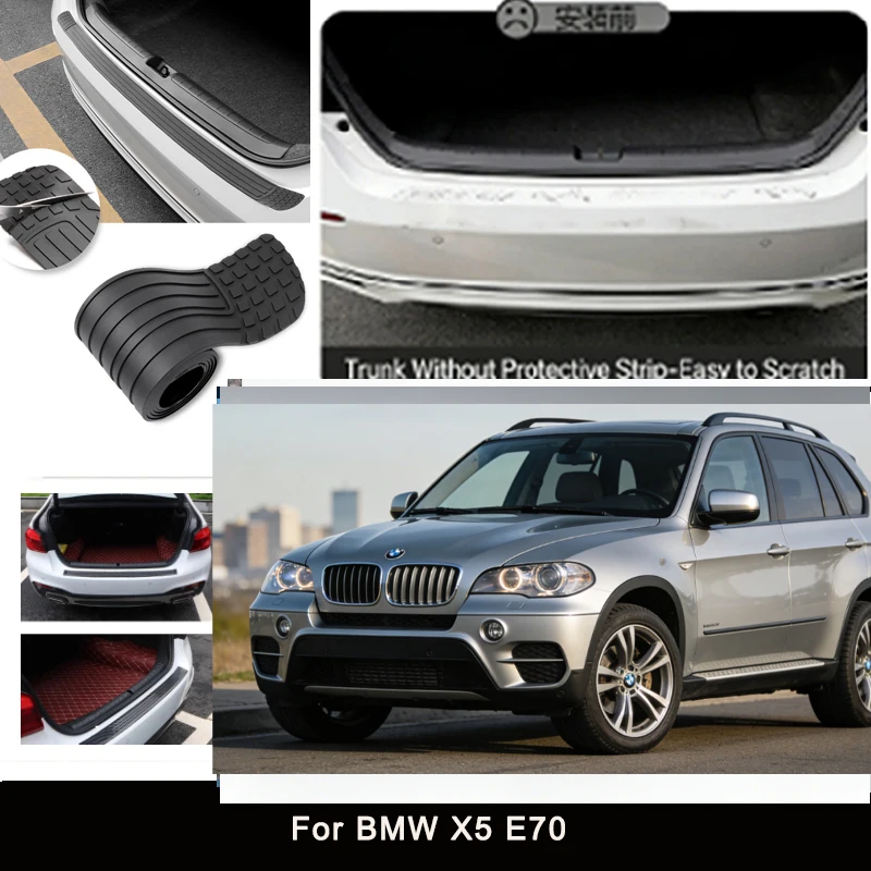 

For BMW X5 E70 Rear Trunk Guard Plate Sticker Car Rear Bumper Trim Anti-Kicked Scratch Protector Sticker Strip
