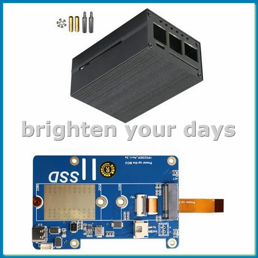 MPS2280P PCIE M.2 NVME SSD HAT+Case for 5 Support 2280 2230 2242 Gen 3 Expansion Board-VVNB