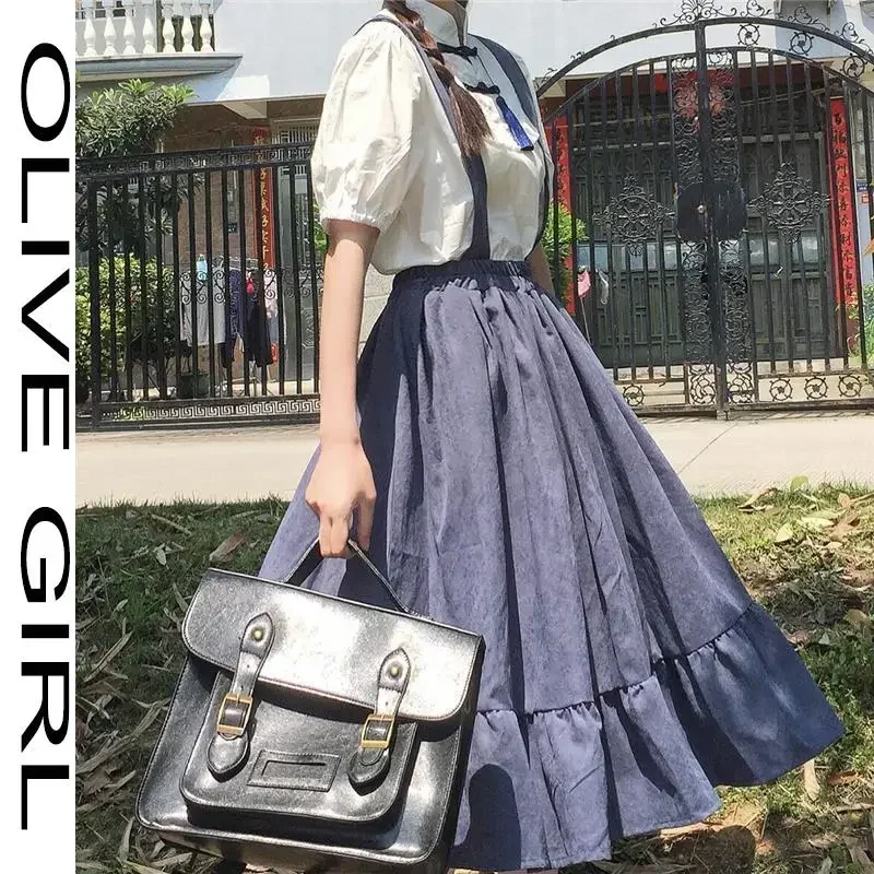 Letnie sukienki dla kobiet na co dzień Kawaii wróżka indie ubrania z krótkim rękawem pasek Maxi sukienka Lolita Harajuku Cottagecore szata