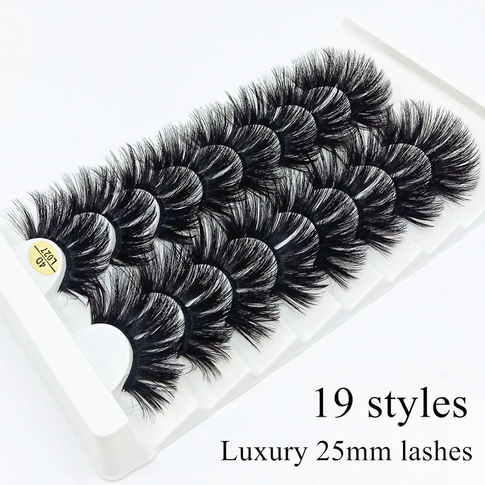 MIOFIA 19 Style 8 pairs of 3D mink false eyelashes 25mm Dramatic natural false eyelashes extension Faux Cils cosmetics wholesale