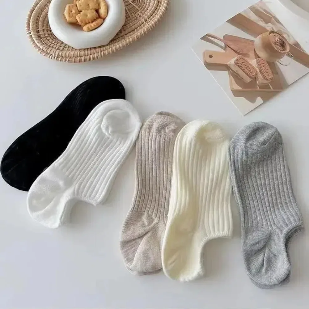 

10pairs Soft Low Tube Short Socks Double Needle Silicone Anti-slip Invisible Shallow Sock Breathable Cotton Women's Sock Summer