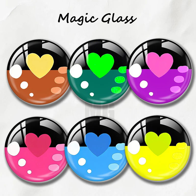 

8mm 10mm 12mm 20mm 25mm 30mm 35mm 50mm Photo Glass Cabochon Settings Round DIY Jewelry Accessories Color Blocked Love Heart